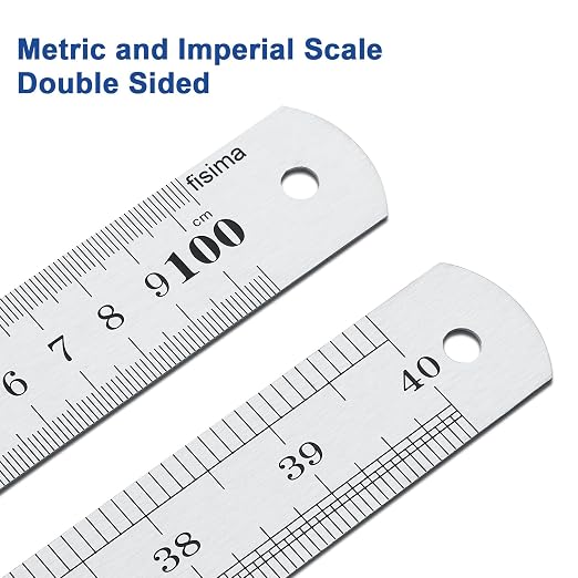 Large Stainless Steel Ruler Rule Measure Straight Edge 1 Metre Meter 40" 100cm | Applicable school, office, construction sites, decoration workshops, drawings and paintings, scientific experiments