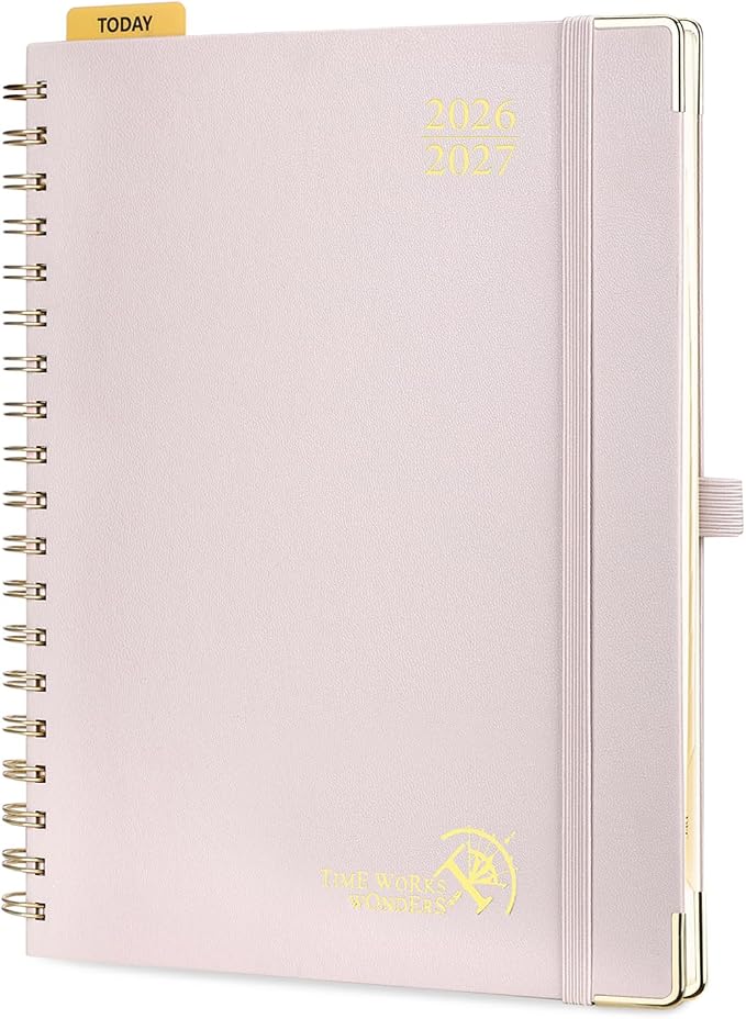 POPRUN 2026-2027 Weekly Planner 10" x 8"Weekly and Monthly Planner Calendar | Jul 2026 - Jun 2027，Daily Agenda Book & Appointment Book with Hourly Schedule, Tabs, Hardcove- Light Pink