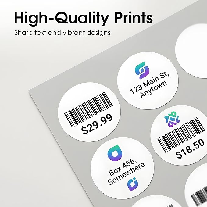 1" Printable Round Labels for Laser and Inkjet Printers - 6300 Blank Labels, 100 Sheets for Price Tags, Thank You Stickers, QR Codes, Business Logos - Spartan Industrial Template C002