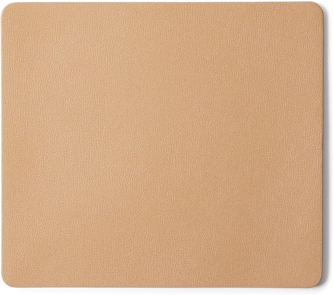 Leatherology Premium Tan Modern Mouse Pad – Full Grain Leather Desk Pad with Microsuede Base & Slim Travel Design