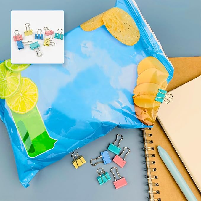 Ykimok 240-Pack Mini Binder Clips in 4 Colors (Blue, Yellow, Red, Green), 15mm/0.6-Inch Small Paper Clips for Home, School, Office and Business