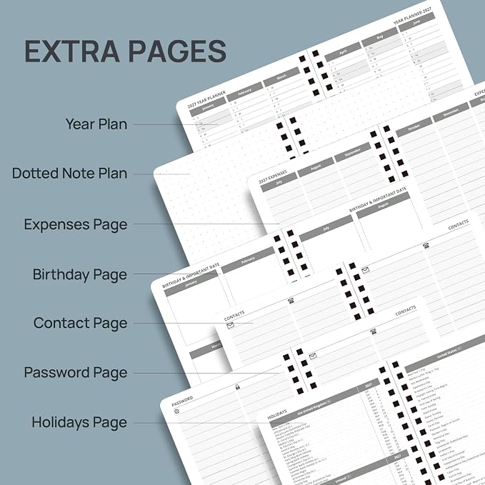 POPRUN Pocket Calendar 2027,4" x 6.25" Small Weekly Planner, Jan 2027 - Dec 2027 Appointment Book with Flexible Hardcover, Inner-pocket, Pen loop - Violet