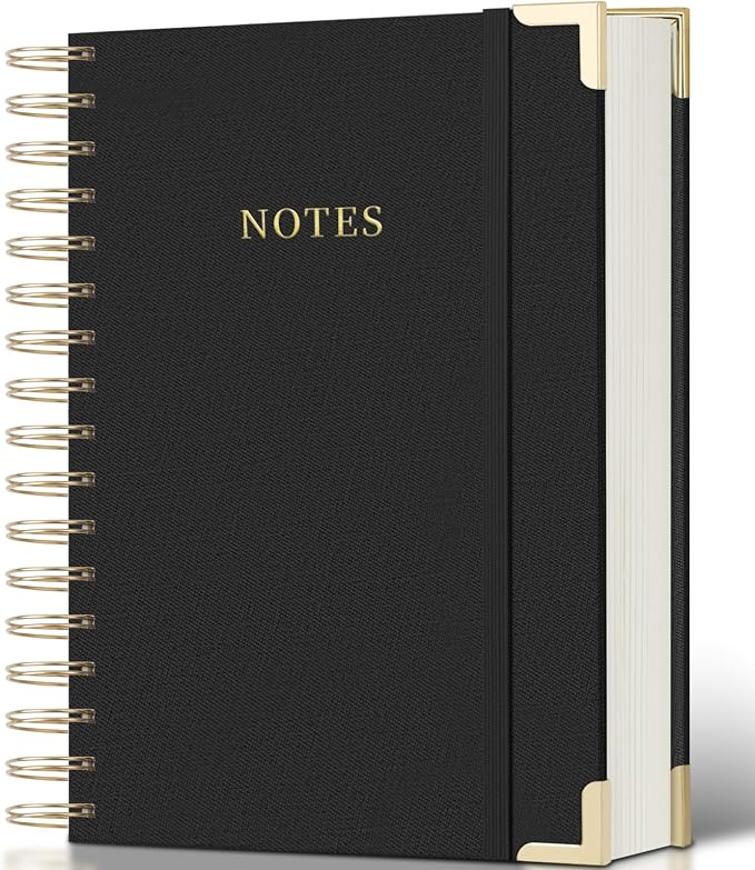 Spiral Notebook Journal, 328 Pages Linen Hardcover College Ruled Notebook, Lined Thick Journals for Women Men, A5 Thick Spiral Journal for Writing, 100GSM Paper, Cute Notebooks for Work School