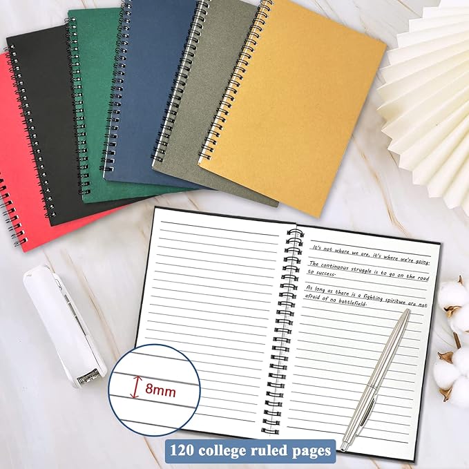 12Pack Small Spiral Notebook, 5.5 x 8.3” Notebook for Work 120Page Notepads | Multipack College Ruled Notebook Bulk Spiral Bound A5 Small Notebook Journal Lined for Office Note Taking Journaling Writing