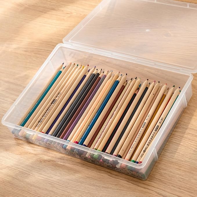 Vidifor Plastic Storage Containers for A4 File, 8.5"x11" Letter File, Magazine Document, Pencil Box, Thick Scrapbook Storage Box for Crafts, Art Supplies, Crayon, Office Supplies, Washi Tape. (1)
