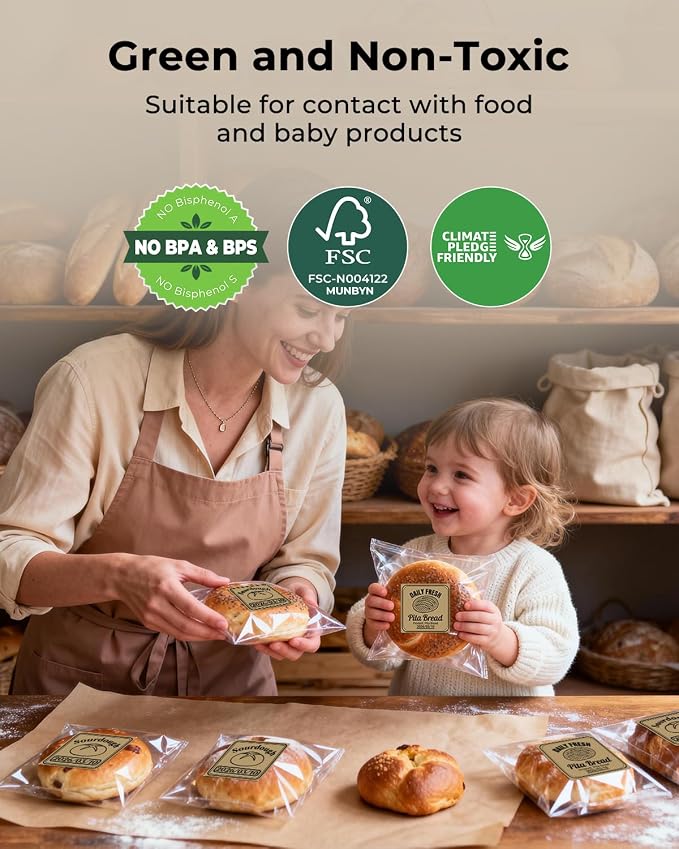 MUNBYN 2x2 Thermal Labels, 750 Sheets/Roll, Brown | Strong Adhesive & Perforated, Non BPA&BPS for Small Business, Barcode, Bakery, Shipping