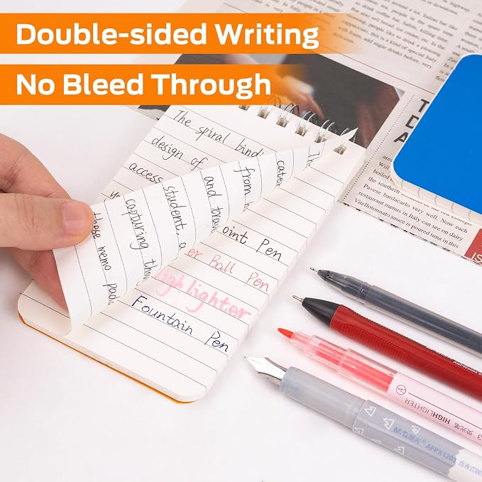 Pocket Notebook Bulk 3x5 Inch, 18 Packs Mini Top Bound Spiral Notepad, Small Pads 6 Colored, 60Sheets/120Pages (80GSM) Memo Notepads for Home, School, College, Office, Work, Travel