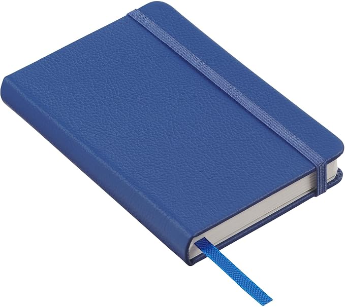 Leather Pocket Notebook, Writing Journal, Full-Grain Leather, Narrow Ruled Paper, Notebooks for Work & School, Pacific Blue (5.7" x 3.8”)