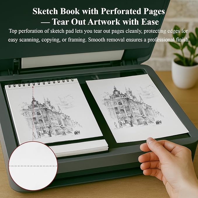 Ankkol 9x12 Sketch Book, Top Spiral Bound Sketchbook,100 Sheets_68lb/100gsm | Art Sketch Pad for Kids, Adults, Beginners, Artists, Acid-Free Sketch Paper, Thick Drawing Paper, Hardcover, Perforated Pages
