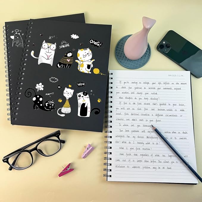 Lined Spiral Notebook A4 Large Journal 8.5" x 11",6 Pack 7mm College Ruled Hardcover Notebooks 160 Pages 100GSM Thick Paper for Note Taking School Office Supplies