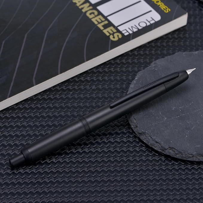 Jinhao 20 Press Retractable Fountain Pen Fine Nib with Converter Matte Black Resin Writing Gift Pen