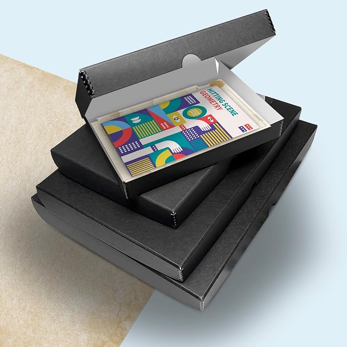 Golden State Art, Clamshell Archival Folio Storage Box 16x20 Inch, Black | Acid-Free Photo Box with Metal Edge Corner, Preserve And Store Paper Documents Cards Prints Arts and Crafts DIY Projects
