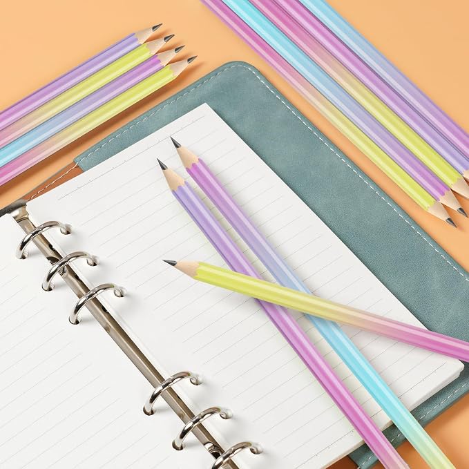 Ainiv Gradient Pencils #2 HB, 12-Piece Macaron Graphite Pencils with Eraser, Perfect for Kids, Adults, School, Office, Wedding Favors