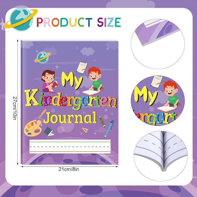 Teling 24 Pcs Kids Primary Journal Kindergarten Primary Composition Notebook Writing Notebook for Kids Paper Notebooks for Grades K-2, 10 x 8 Inch, 64 Pages for Each Piece