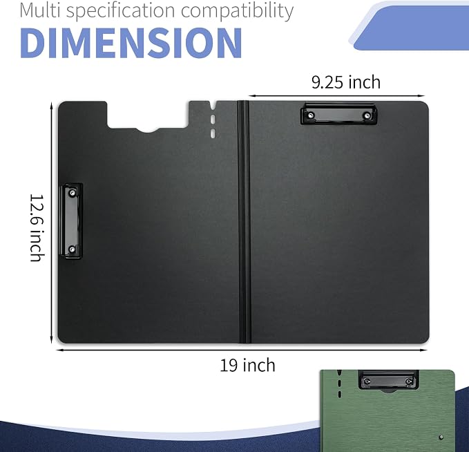 Clipboard Folder, with Dual Metal Clips, Embossed-Texture, Folding 360° Rotating, Nursing Clipboard for Letter and A4, Pen Holder (Green, 3)