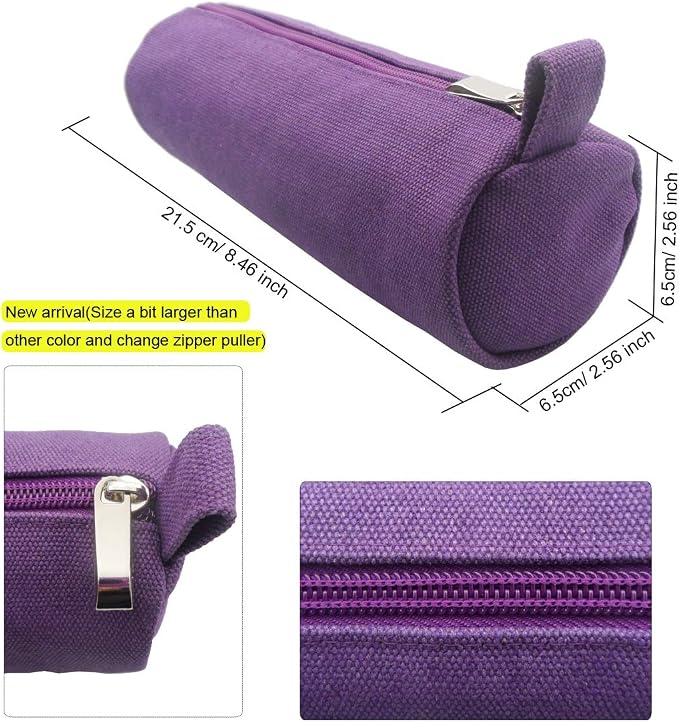 Enyuwlcm Heavy Canvas Stationery Stylish Simple Pencil Bag and Durable Compact Zipper Pencil Case Pouch 1 Pack Purple