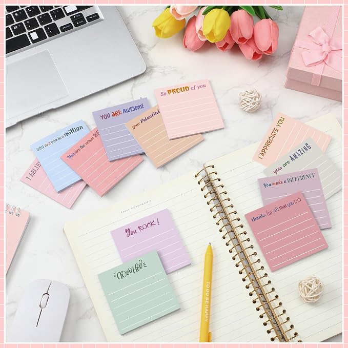 Yinder 24 Pcs Sticky Notes Gifts Bulk,Appreciation,Aesthetics