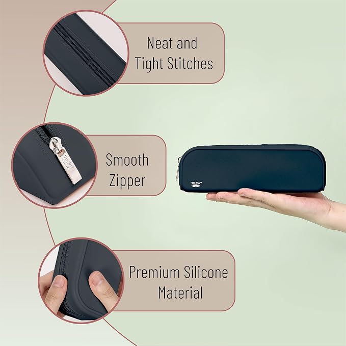 Mr. Pen- Silicone Pencil Case, Aesthetic Pencil Bag for Women, Makeup Pouch | Multifunctional Pouch for Stationery, Cosmetics and Electrical Goods Storage