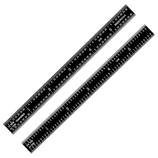 PEC Tools 6 inch Flexible Metal Ruler, Easy to Read Stainless Steel Ruler, High Contrast, 16R Graduation (1/32", 1/64", 1/50", 1/100"), Machinist Ruler with Black Chrome Finish, Made in USA