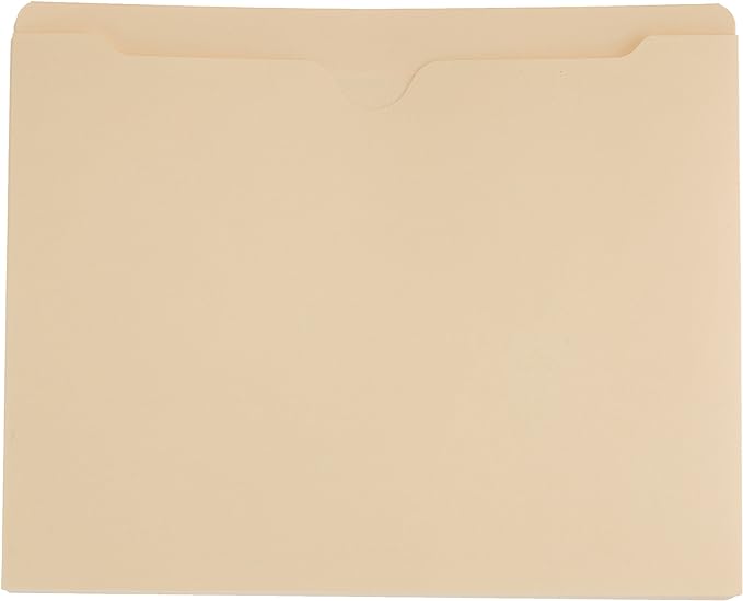 Amazon Basics File Jackets for Organizing Documents, Reinforced Straight-Cut Tab, Flat-No Expansion, Letter Size, Manila, 200-Pack