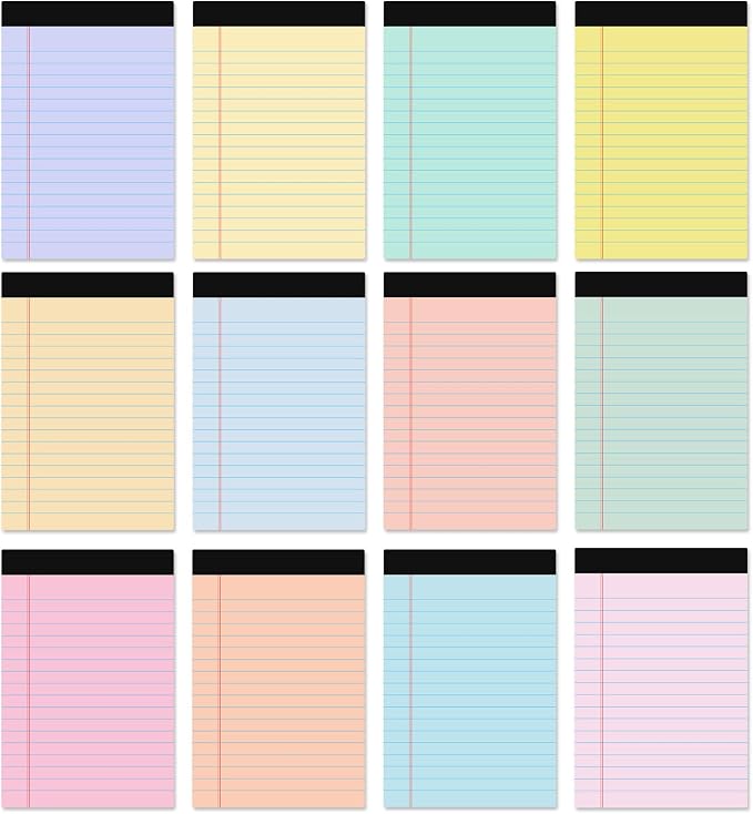 gisgfim 12 PCS 4" x 6" Small Legal Pad College Ruled Lined Mini Legal Pad 80 GSM Muted Pastel Law Memo Pads 30 Sheets Memo & Scratch Pads for Home Office School Work Business To Do List Grocery List