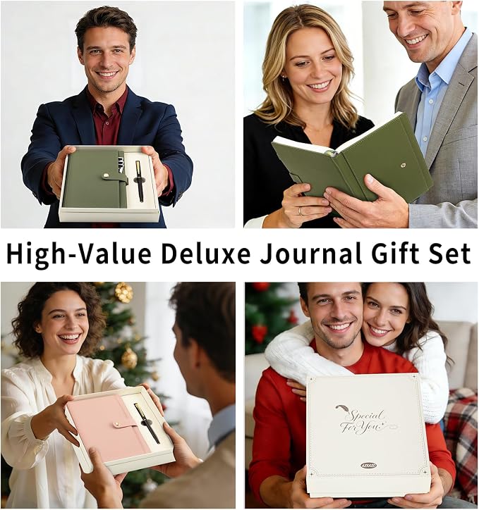 A5 Lined Leather Journal Notebook, Hardcover Journal Set with Pen, Monthly Index Tabs and Gift Box, 320 Pages 100GSM Thick Paper, Thick Daily Diary, Journal for Women, Men, School, Travel, Work(Pink)