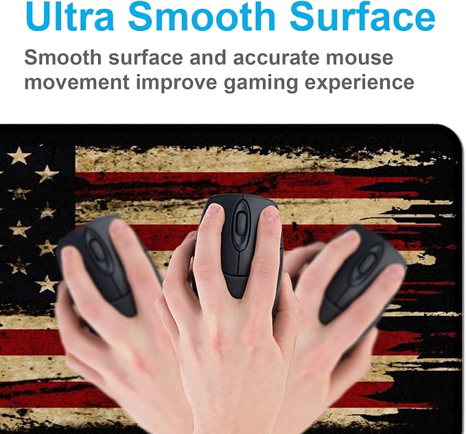 Retro American Flag XL Gaming Mouse Pad with Stitching Edge Laptop Desk Mat | Large Extended Mouse Pad; Full Desk Coverage; Waterproof Coating; Stable Anti-Slide Base For Gaming, Office, Study Daily Use
