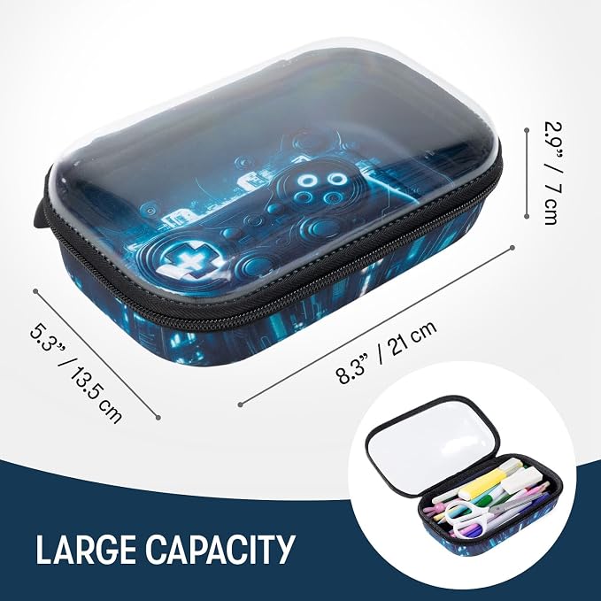 ZIPIT Clear Top Pencil Case for Kids, Durable Pencil Box for School, Large Capacity Stationery Organizer Box, Gaming