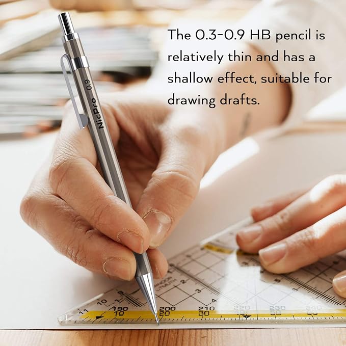 29PCS Metal Mechanical Pencil Set, Professional Drawing Kit in Leather Case | Mechanical Pencil Pack: 0.3 0.5 0.7 0.9 2mm Pencil Holder, (6B 4B 2B HB 2H 4H) Lead, Erasers, for Art Drafting Sketching