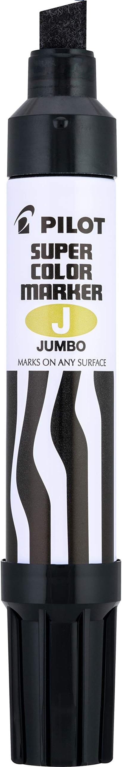 Pilot Super Color Jumbo Refillable Permanent Markers, Black Ink, Jumbo Permanent Markers, 12-Pack