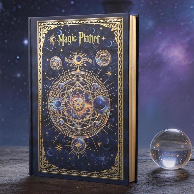 Hardcover Notebook Journal with 224 Pages, A5 Lined Journal with 100 GSM Thick Paper for Smooth Writing, Aesthetic Celestial Magic Planet Notebook Journal Ideal Journal for Teens, Men & Women