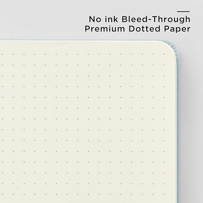 &And Per Se Dotted Journal Notebook, A5 Hardcover Aesthetic Dotted Notebook – 160 Pages 100gsm Thick Dot Grid Paper, 3 Sticker Sheets – Gift-Ready Journaling Kit for Women (Light Blue)
