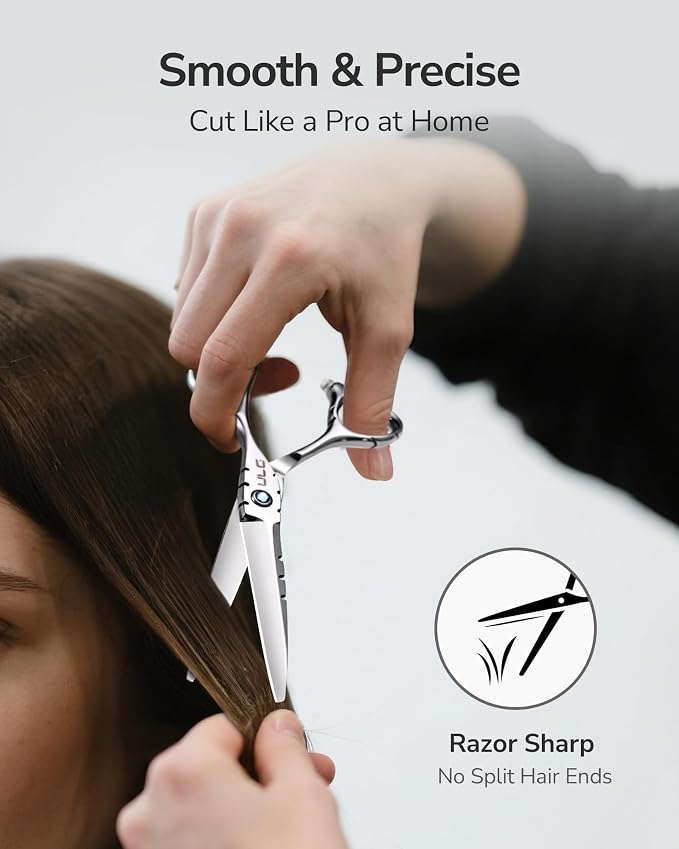 Hair Cutting Scissors, ULG Professional Hair Scissors 6.5” Shark Series Right-Hand Razor Edge Barber Shears Salon Hair Cutting Shears Made of Japanese Stainless Steel, Hand Sharpened Silver