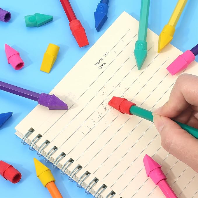 Tamaki 60 Pack Erasers for Pencils, Pencil Top Erasers Cap, 6 Colors | Toppers Eraser for kids