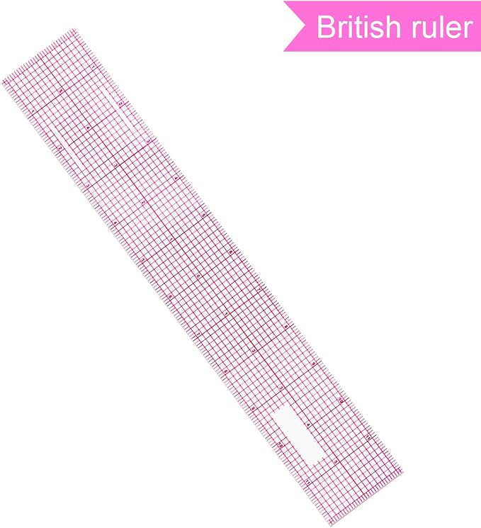 6 Pieces Clear Rulers Sewing Transparent,Plastic,Beveled,French Inch,Metric and L-Square Rulers Measuring Tool Set with 2 Grid Scales for Clothes Design