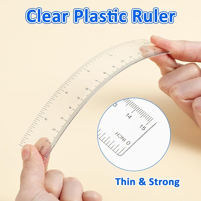DIVINA VITAE 10 Pack Clear Ruler 6 Inch Small Plastic Ruler Transparent Straight Ruler Flexible Ruler Measuring Tool Rulers Bulk for Kids School Office Classroom, 576636_1_zWAU8HANR