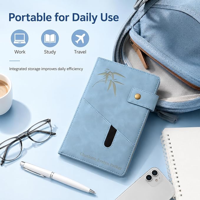 Personalized Leather Journal Gift Set with Gift Box, Custom A5 Writing Notebook & Pen Set, Leather Bound Diary for Men Women, Travel Work School Gift