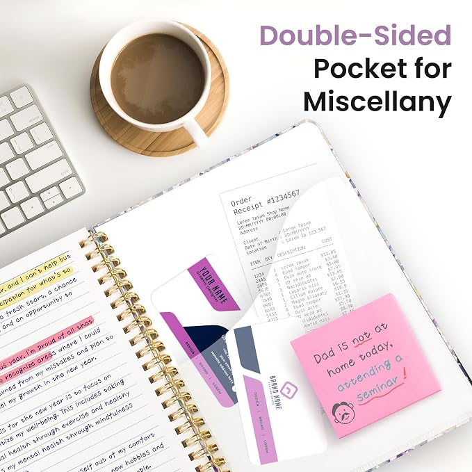 Taja Spiral Journal Notebook for Women, Pretty Hardcover Lined Notebook for Work & Note Taking, Aesthetic Cute Journal for Writing, 140 Pages, 5.8"x8.3", Purple Blocks