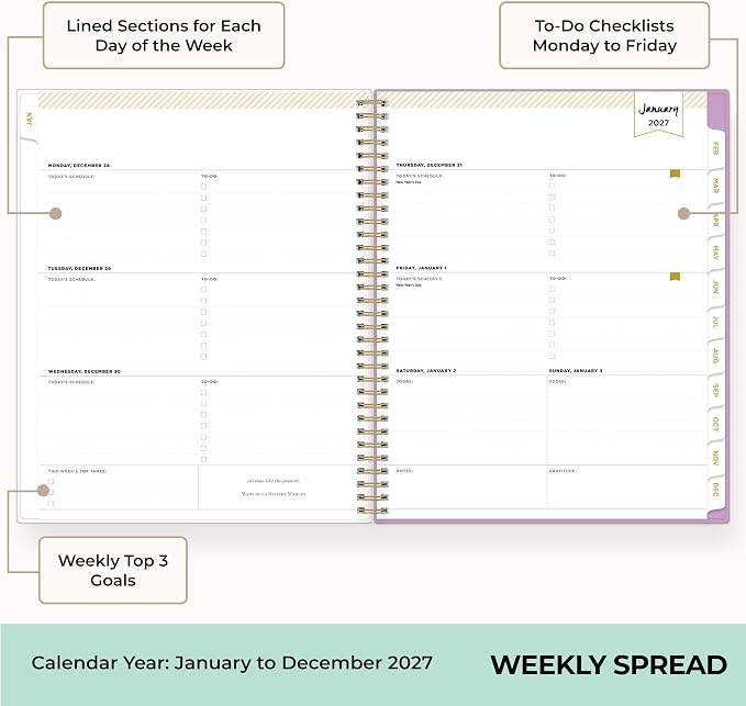 Blue Sky 2027 Day Designer Weekly & Monthly Planner, 8.5"x11", Kerridge | January 2027 - December 2027, Clear Pocket Cover, Durable Twin Wire Binding, Storage Pocket, Stickers