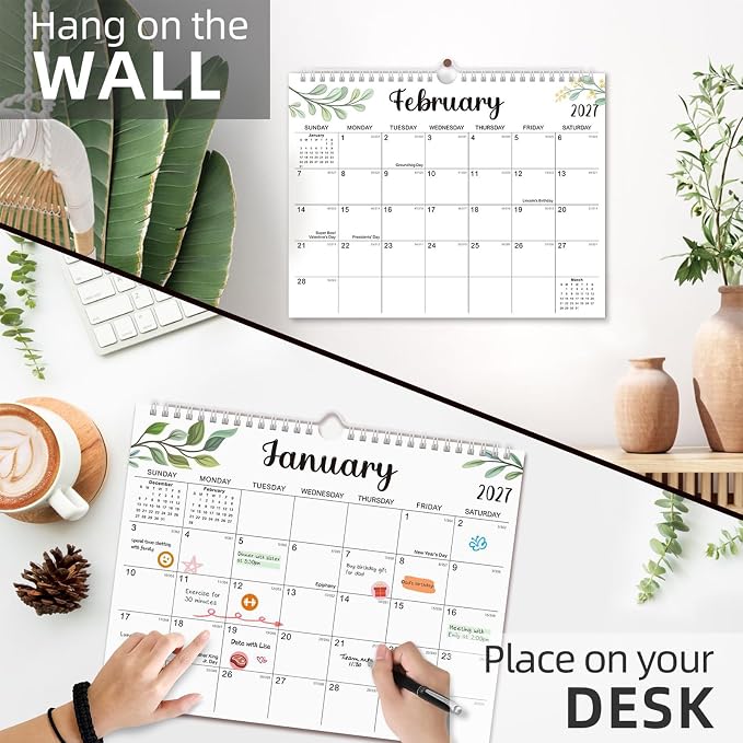 Comix 18 Month Wall Calendar 2026-2027 11x8.5 Inch, Monthly Planner Jul 2026 to Dec 2027, Thick 120GSM Paper with Stable Twin-Wire Binding for Home Office Planning