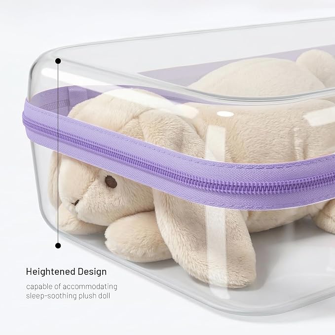 Large Toy Storage Bags with Handle,Clear Hard Shell Zipper Case, 3 Pcs Travel Toiletry Bag,Waterproof toys storage and Organizer Bags for Puzzles,Diapers,Cosmetics,Reusable Organizer Pouch (Purple1)