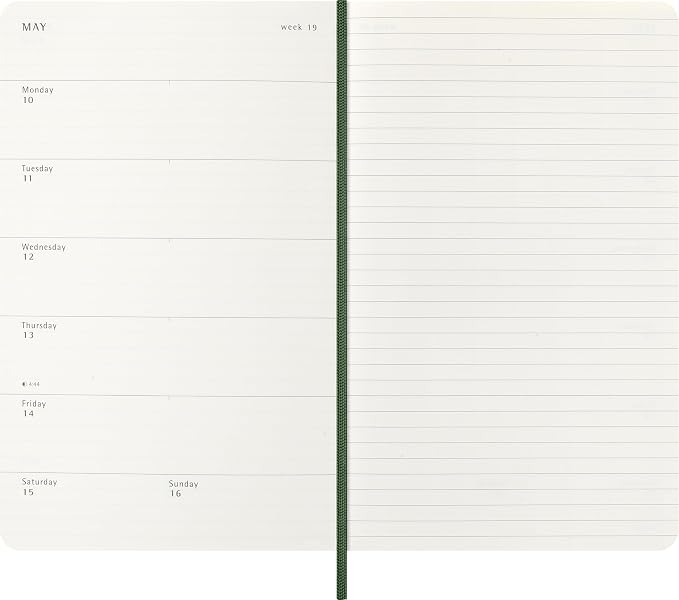 Moleskine 2026-27 18-Month Weekly Planner, Large, Myrtle Green, Softcover | July 2026-December 2027 Large (5" x 8.25") 208-page weekly planner with ruled notes pages, stickers, and expandable pocket.
