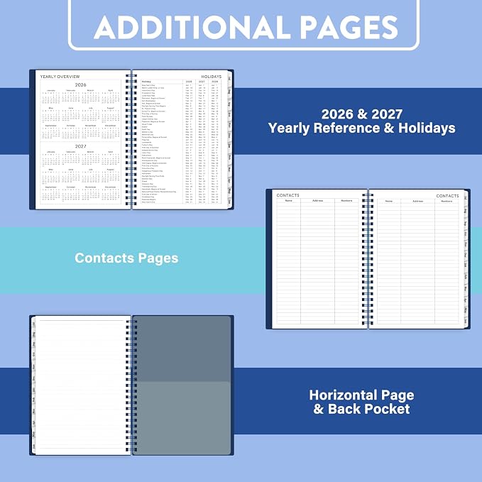 2026-2027 Planner - Planner 2026-2027, July 2026 - June 2027, 6" x 8.4" | Flexible PP Cover, A5 Thick Paper, Twin-Wire Binding, 26-27 Planner Weekly and Monthly for Office, School Planning- Blue