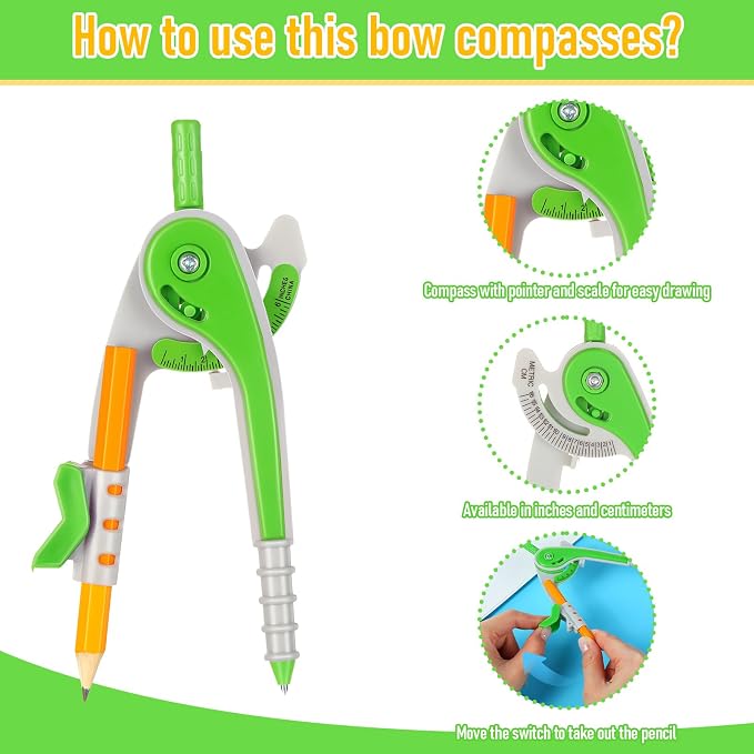 Zonon 30 Pcs Math Geometry Compasses Classroom Set, Bulk Bright Colored Plastic Drawing Compass with Pencils and Safe Tip, Back to School Teacher Supplies for Kids Basic Drafting