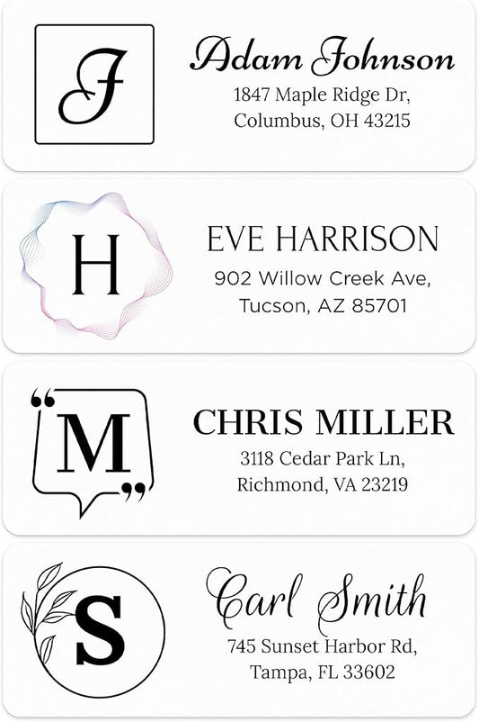 Personalized Return Address Labels, Custom Address and Name Mailing Labels Square for Envelopes, 1x2.6 Inches, Flat Sheet of 60-1200 Made in USA by My Sign Center - Monogram
