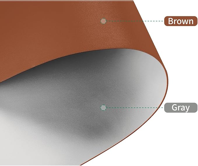 Leather Table Cover, Reversible Double-Sided, 1.8mm Thick, 24x60 Inch, Protector for Rectangular Tables, Waterproof & Oil Resistant for Dining Table, Office Desk, Dresser(Brown + Gray)