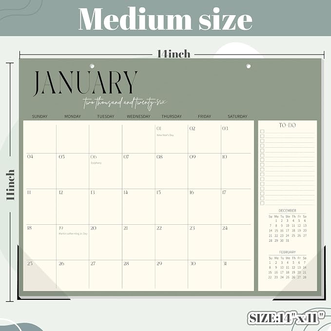 Guasslee Desk Calendar 2026-2027, 18-Month School Year Desk/Wall Calendar, 2026 Jan-2027 Jun., 14" X 11" Monthly Planner With Thick Paper For Office Home School Organizing