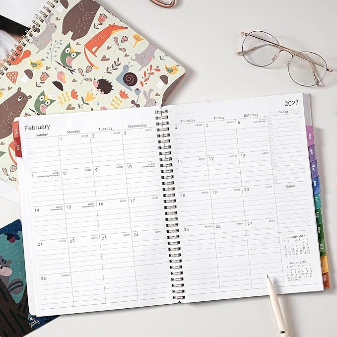 2027 Planner - 2027 Planner Weekly and Monthly, 2027 Calendar Planner | Colorful Tabs, Twin-wire Binding, Premium Paper, Back Pocket, Jan. 2027 - Dec. 2027, 11" x 9" - Cartoon Animal