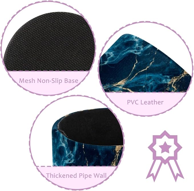 Navy Blue Abstract Marble Leather Pen Holder for Desk, Multifunctional Desktop Organizer Pencil Cup, Desktop Caddy Stationery Organizer for School Home Office Desk Accessories
