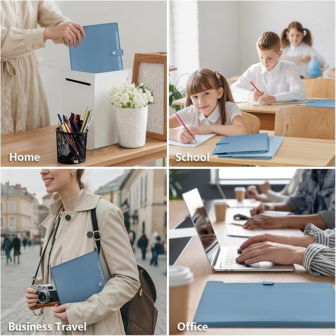 2Pack Accordion File Organizer Expanding File Folder with 8 Pockets Office | Letter Size Portable Paper Document Organizer for Office Home Business Supplies, Student classroom storage